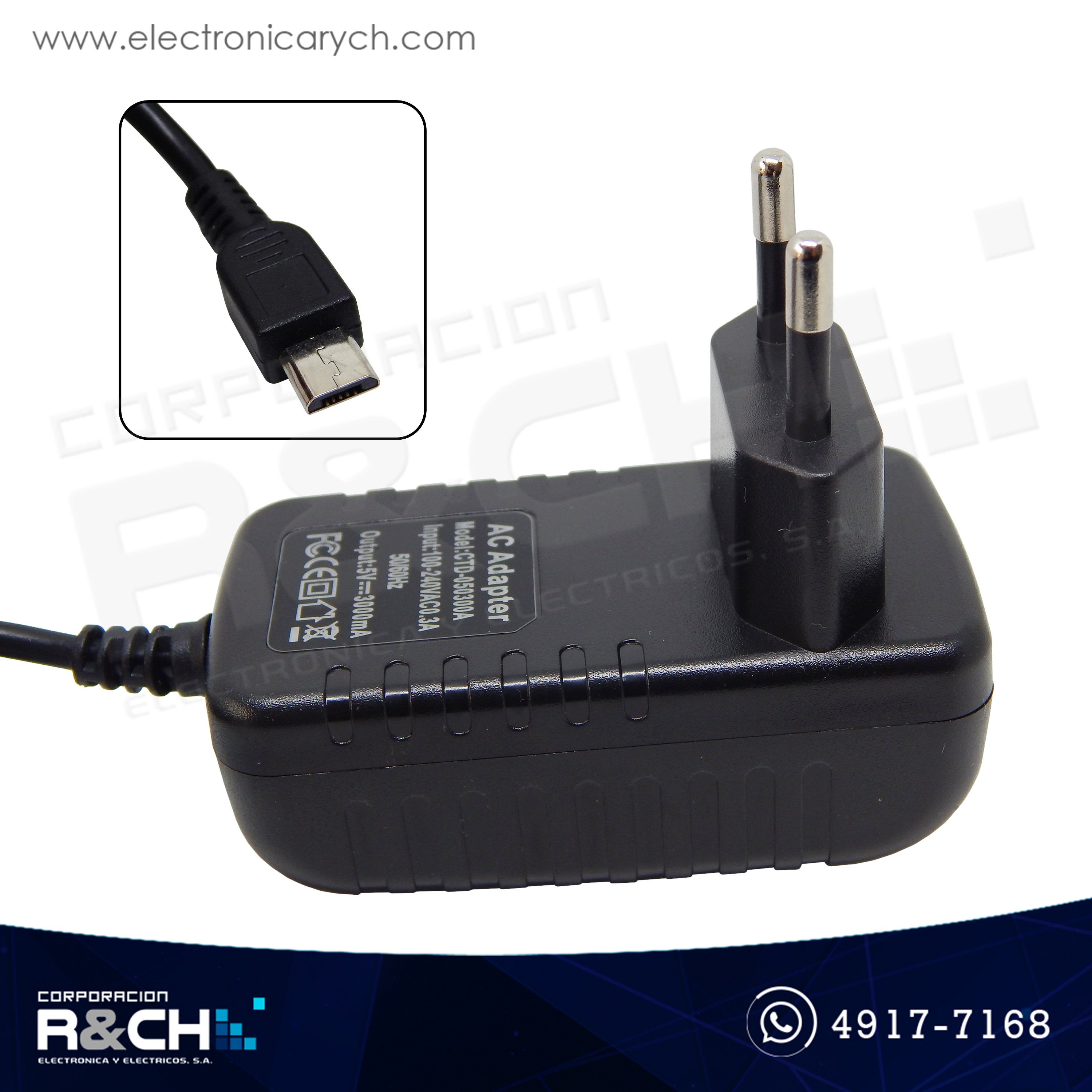 AD-5030A Adaptador 120V a 5VDC 3A para raspberry Pi 3