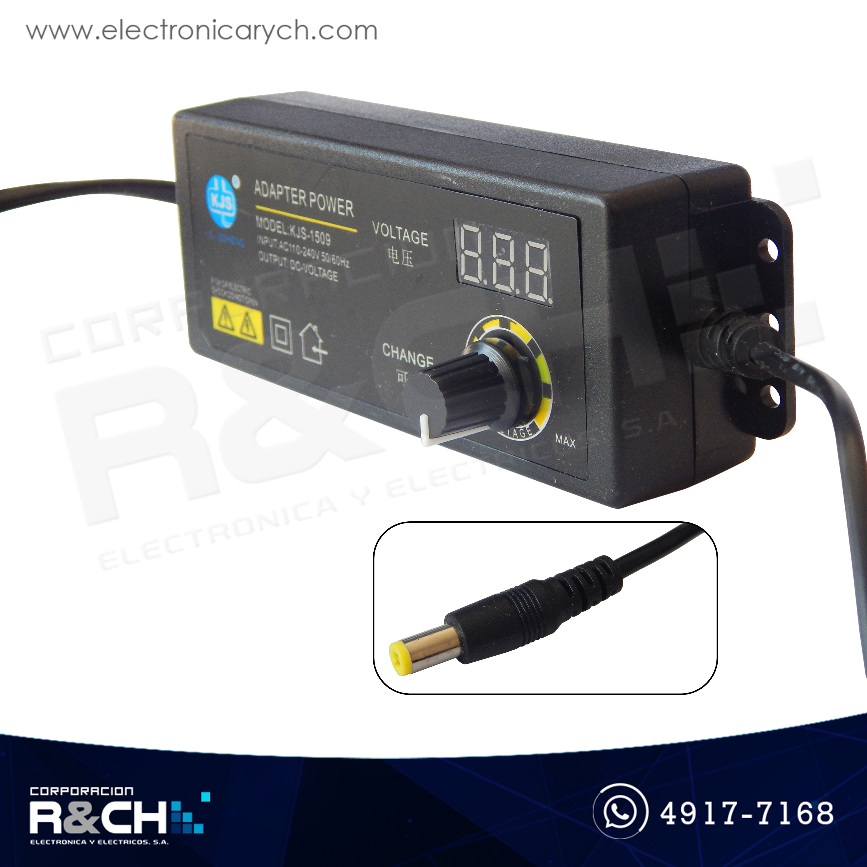 AD-KJS1509 Adaptador variable VDCo=3-24V 60W, VAC=100-240, con indicador digital