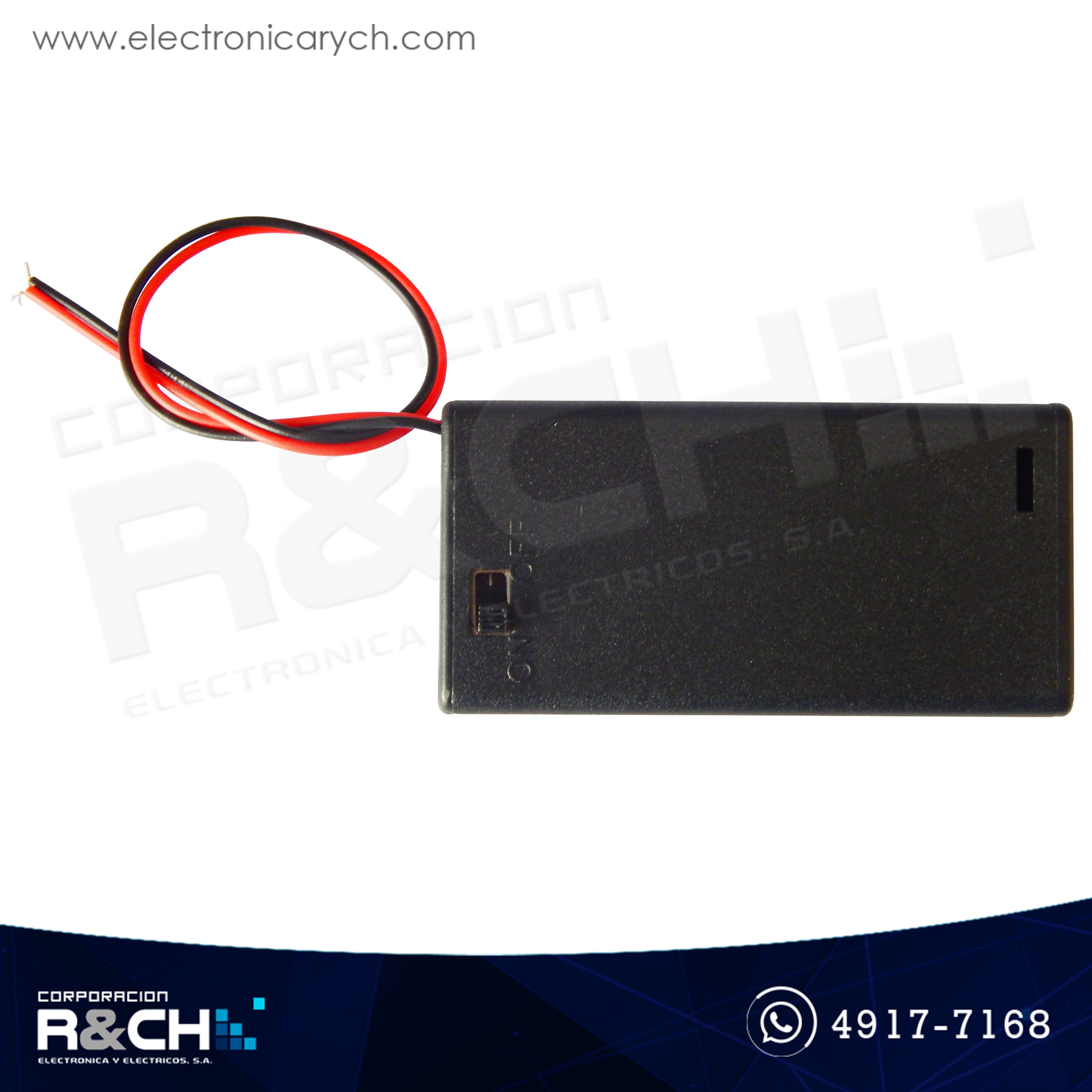 PR-B2XAACN Porta Bateria 2xAA Negro tipo Case Incluye Switch