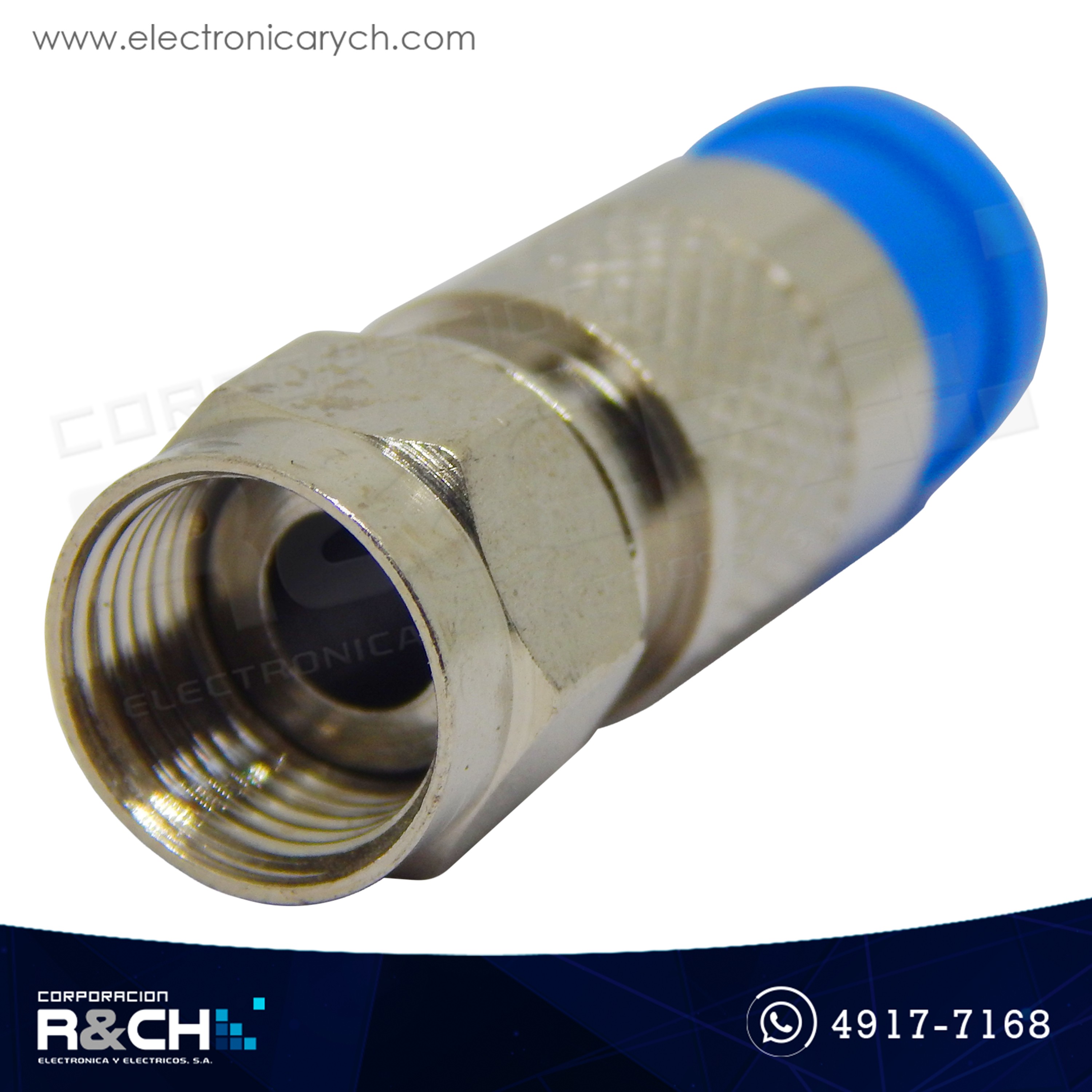 CN-F-74 Conector coaxial a presion RG6 azul HQ