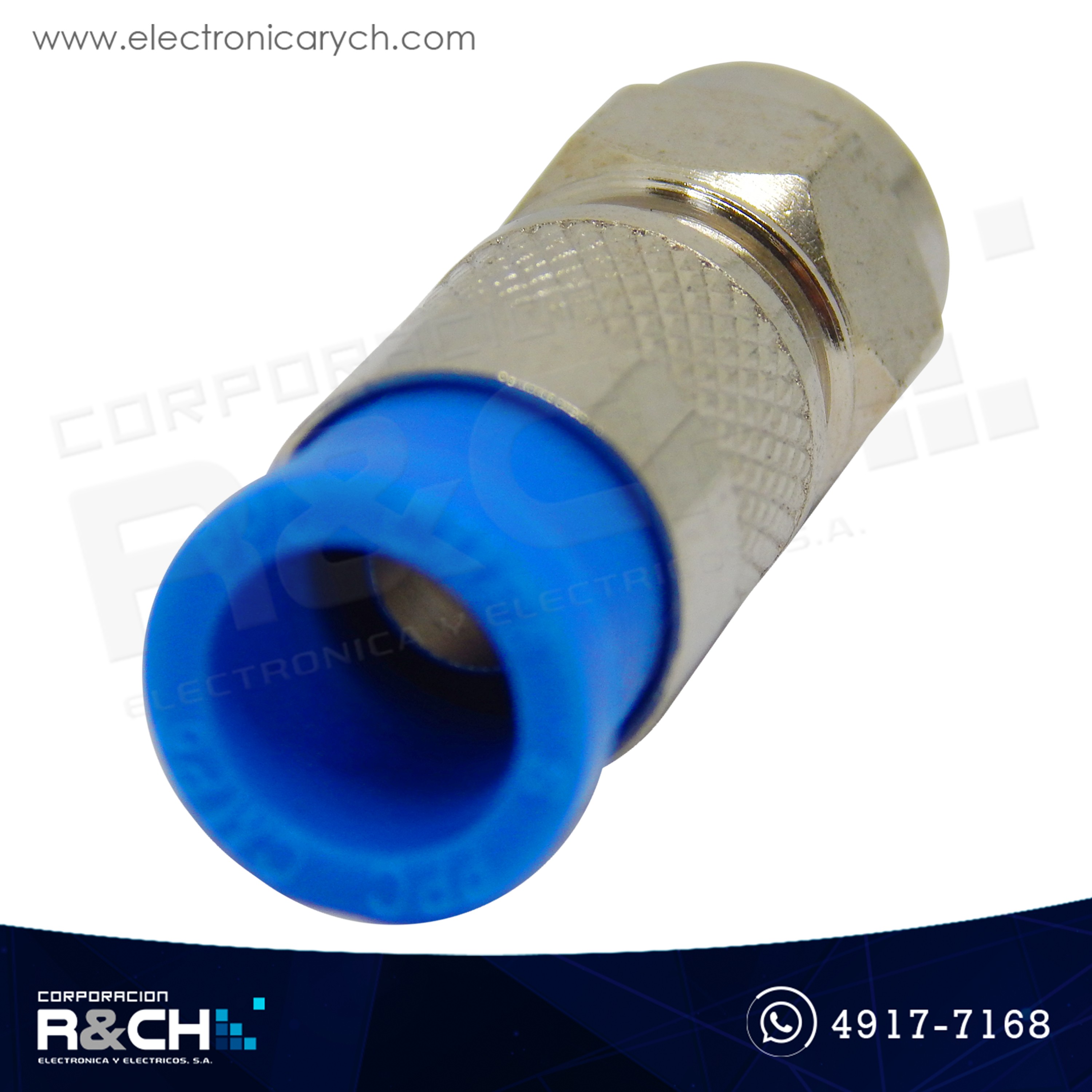 CN-F-74 Conector coaxial a presion RG6 azul HQ