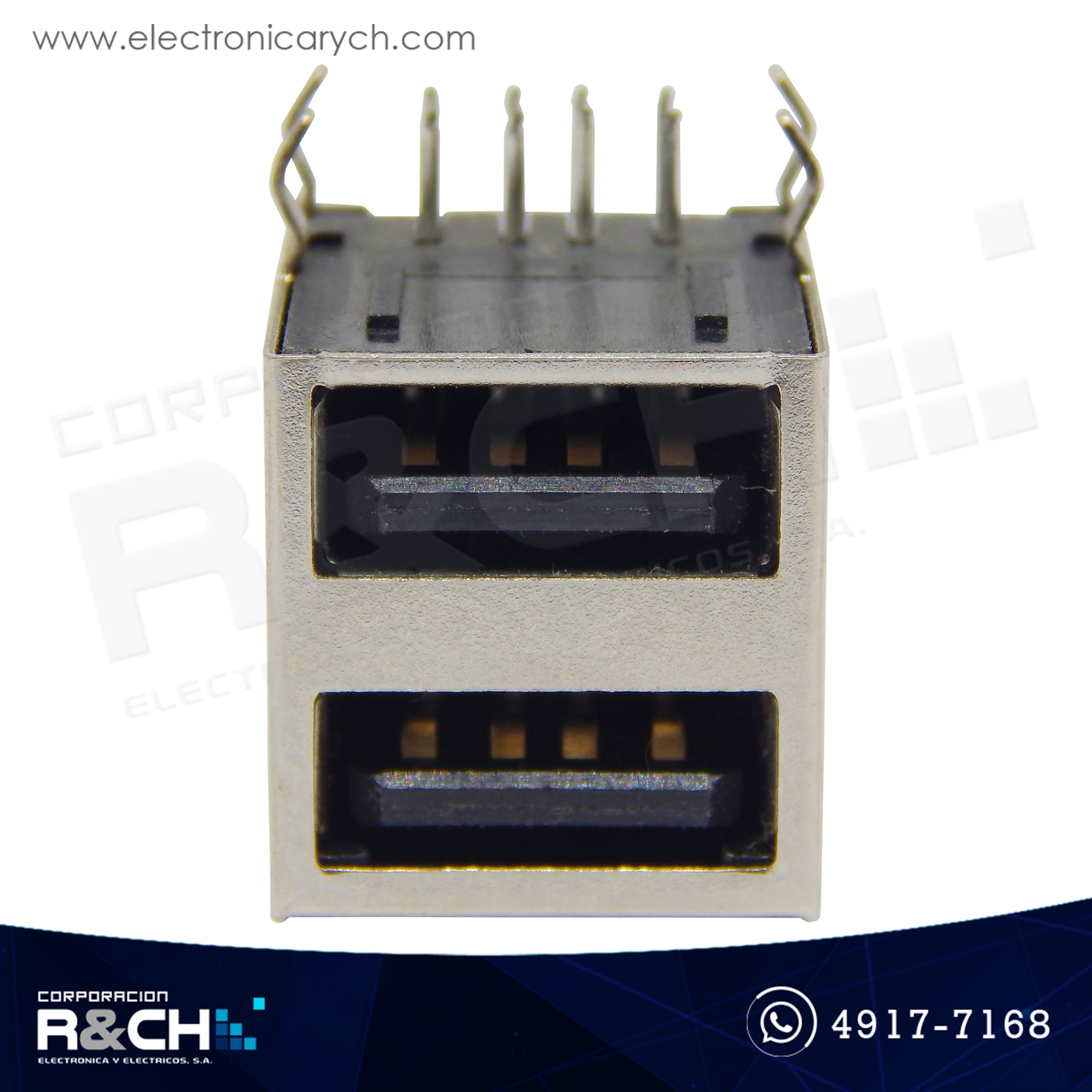 CN-100H2 Conector USB tipo A hembra doble para placas