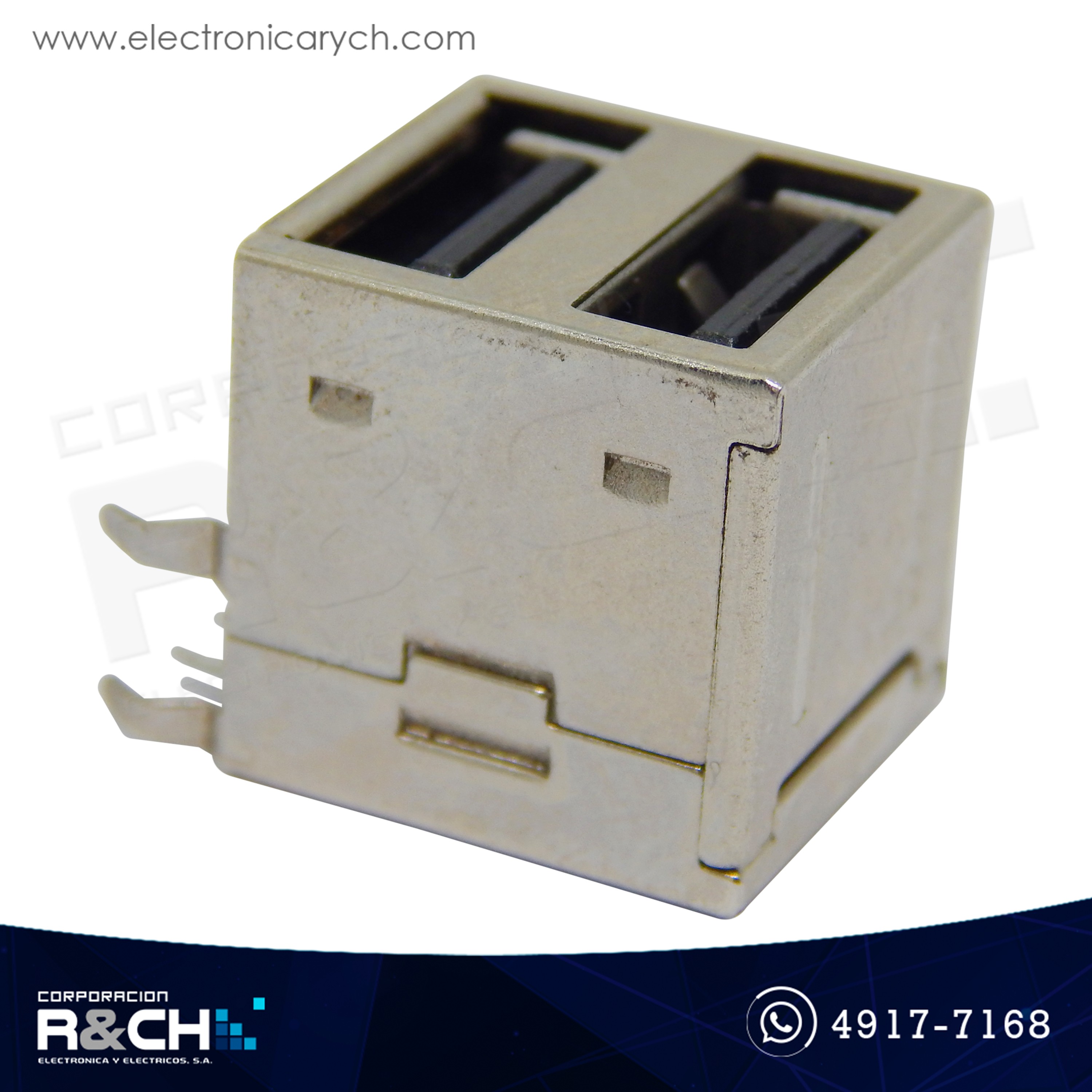 CN-100H2 Conector USB tipo A hembra doble para placas