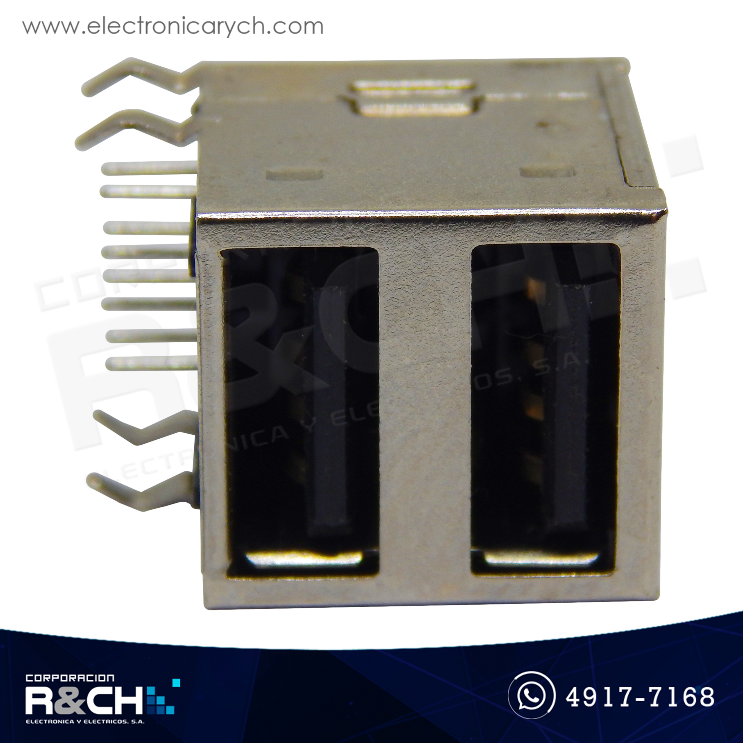 CN-100H2 Conector USB tipo A hembra doble para placas