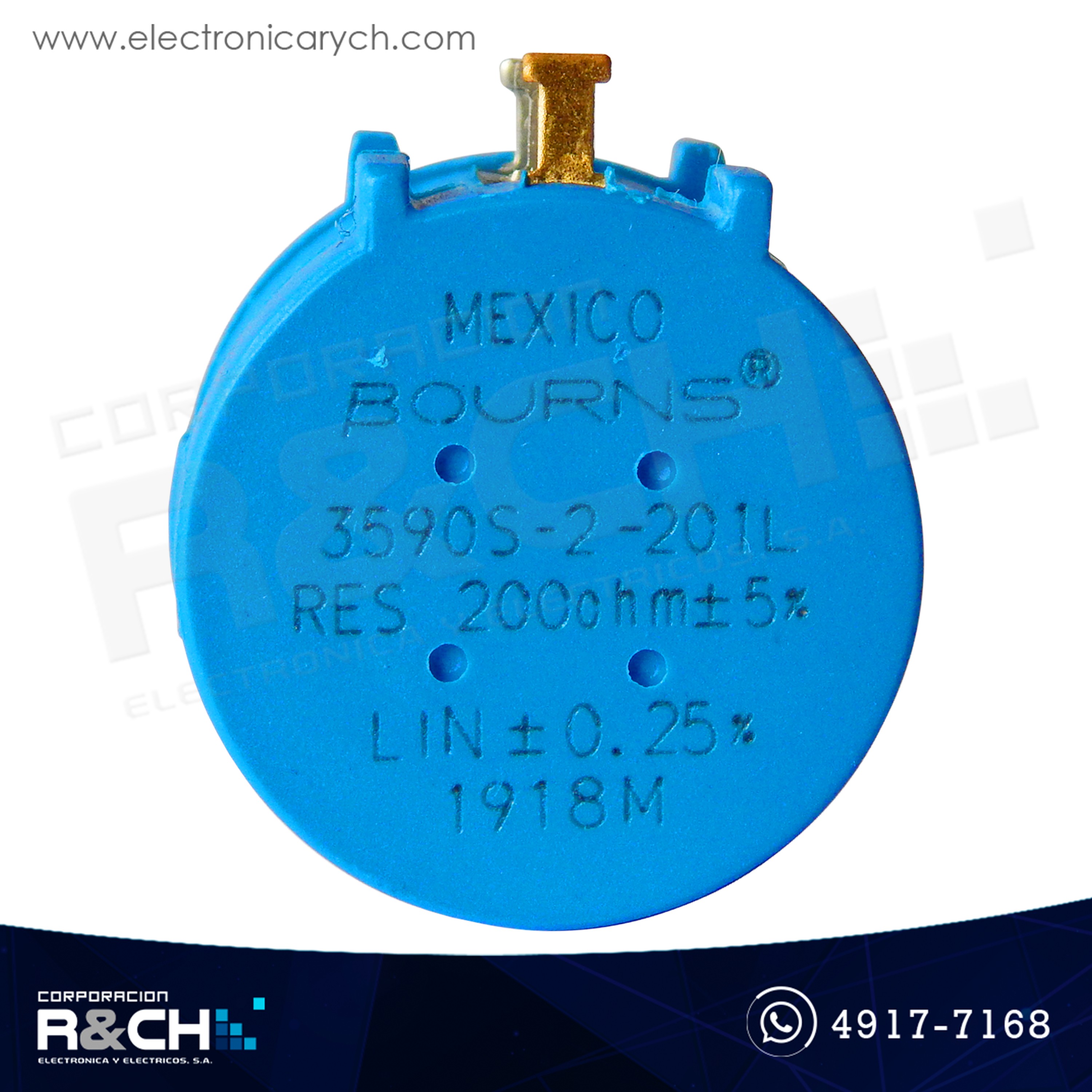 3590S-200 Potenciómetro 10 vueltas 200ohm precision azul 201