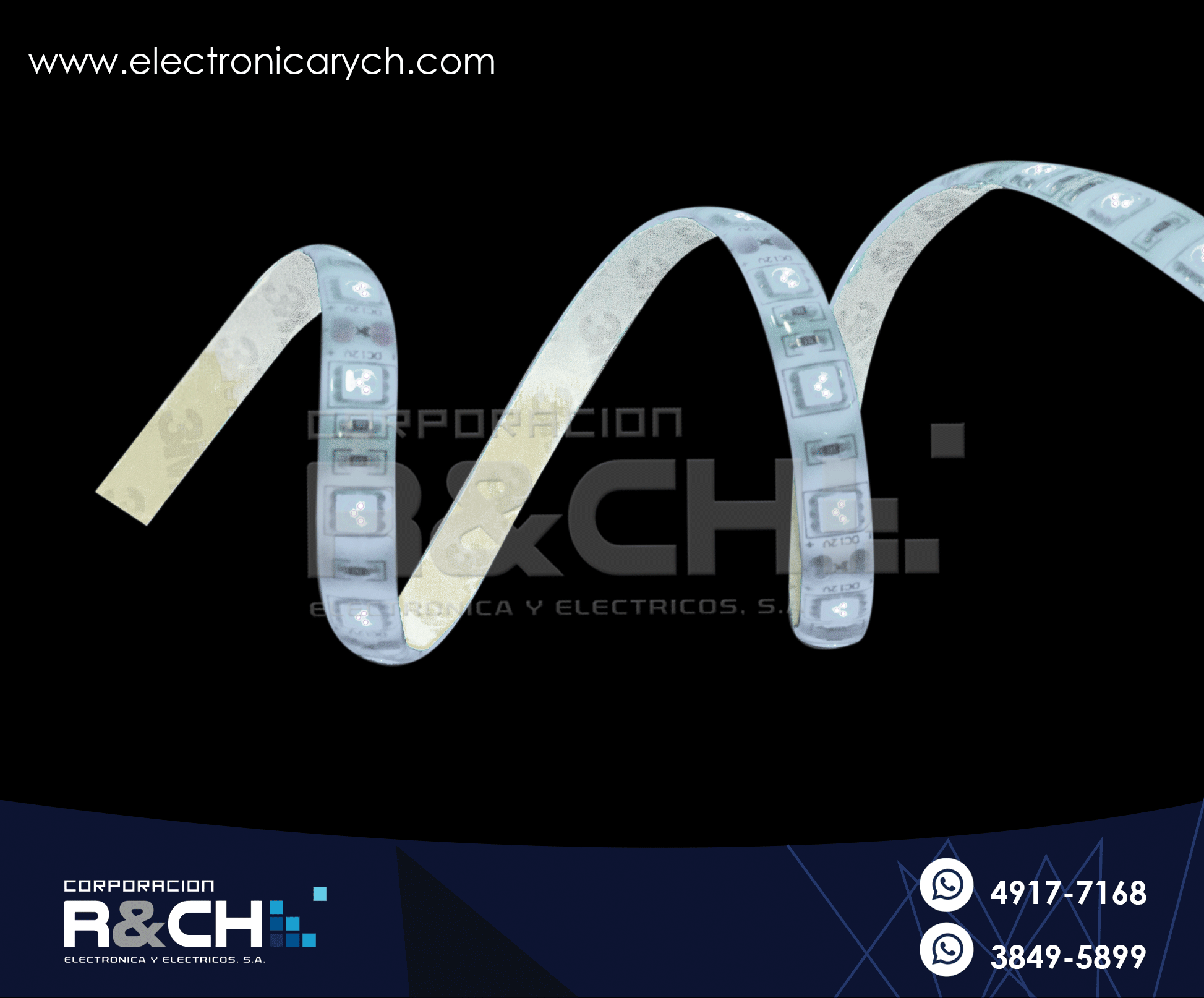 LD-5050TB tira LED flexible c-adhesivo blanco p/exterior 12V 1 metro
