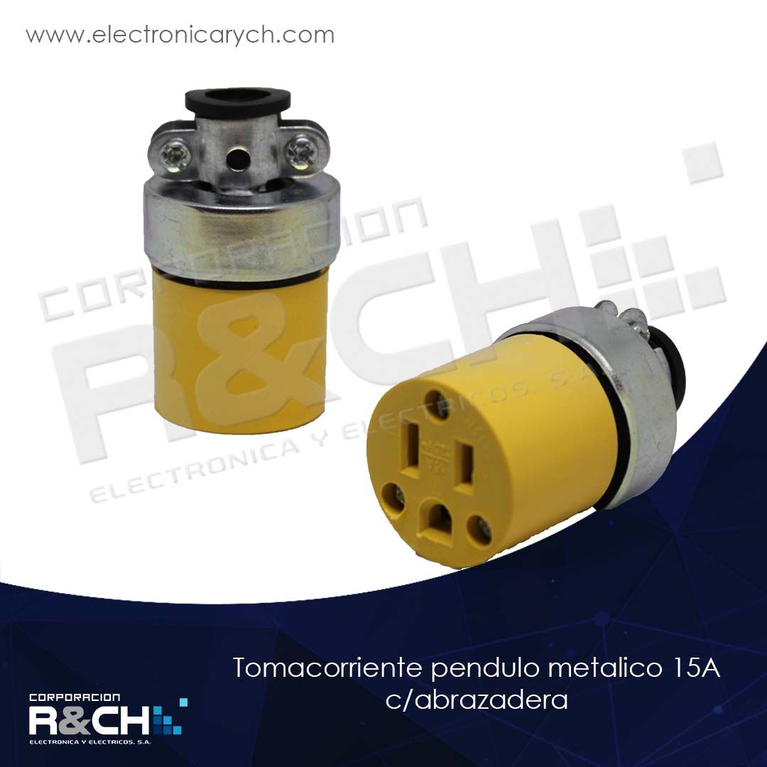 60-E19-2 tomacorriente pendulo amariilo c/abrazadera