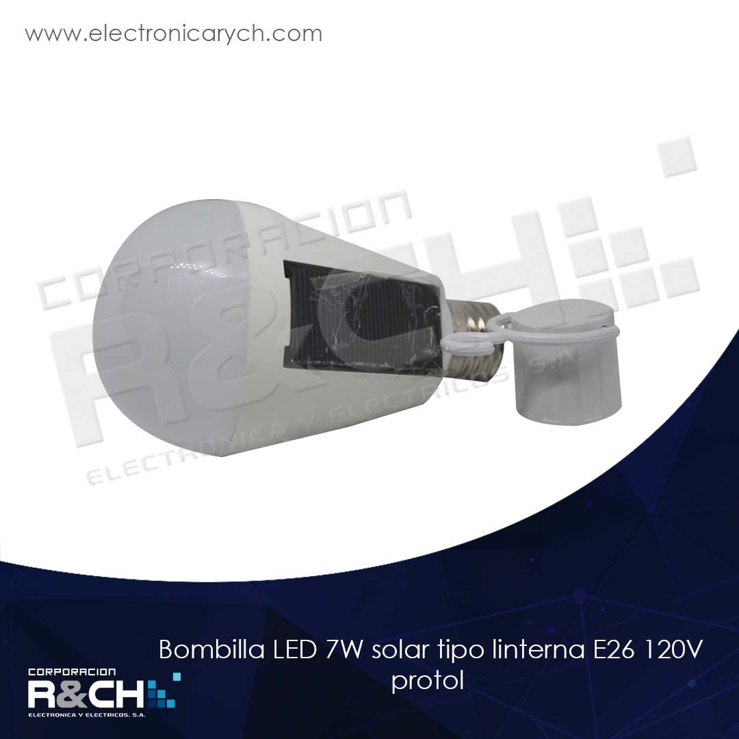 60-ELED7-S bombilla LED 7W solar tipo linterna E26 120V protol