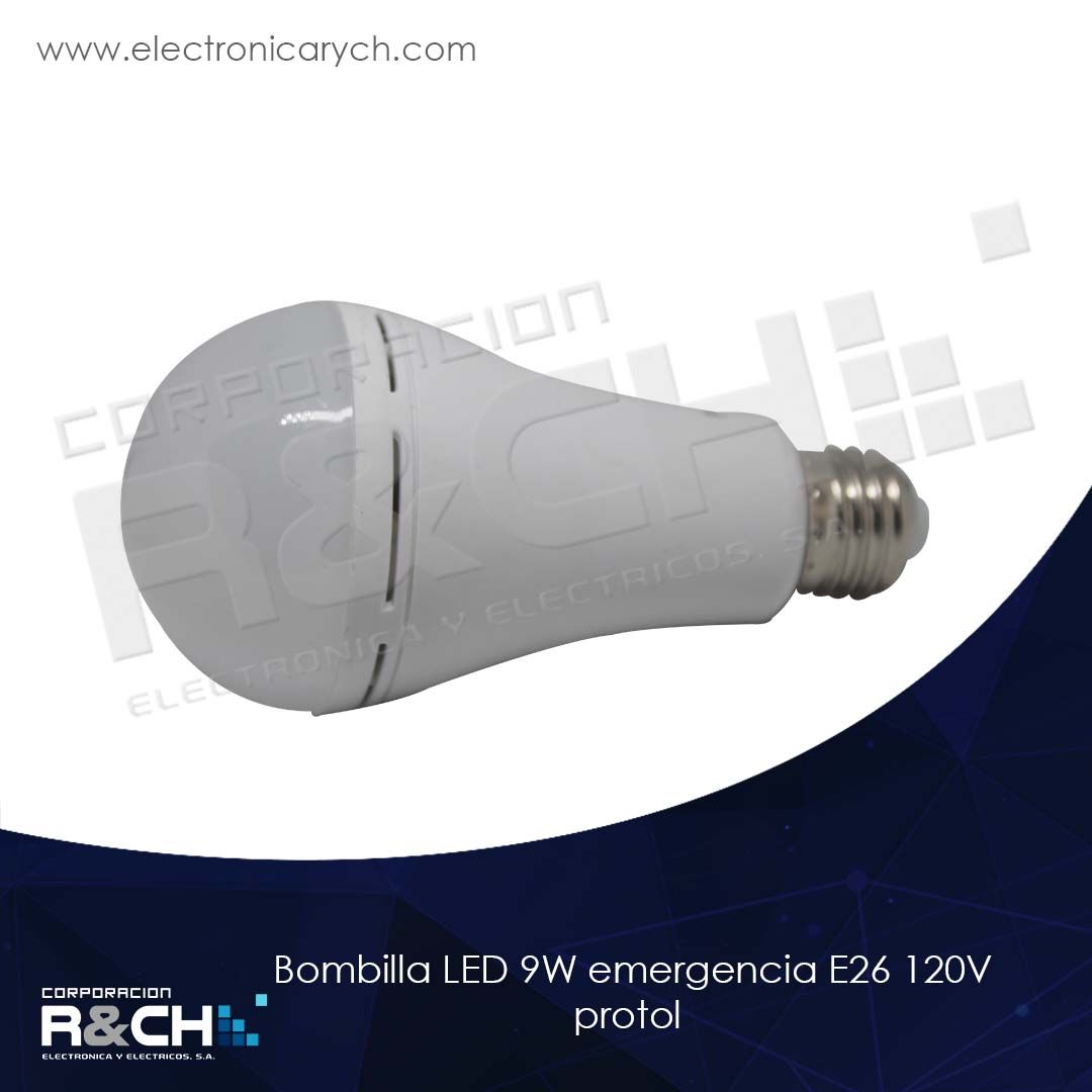 60-ELED-9W bombilla LED 9W emergencia E26 120V protol