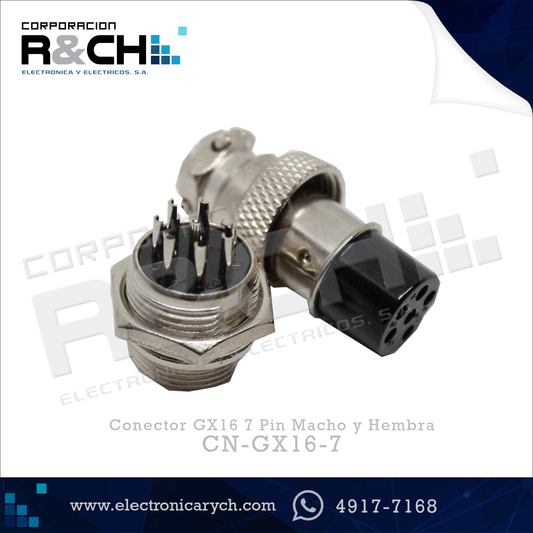 CN-GX16-7 Conector GX16 7 Pin Macho y Hembra
