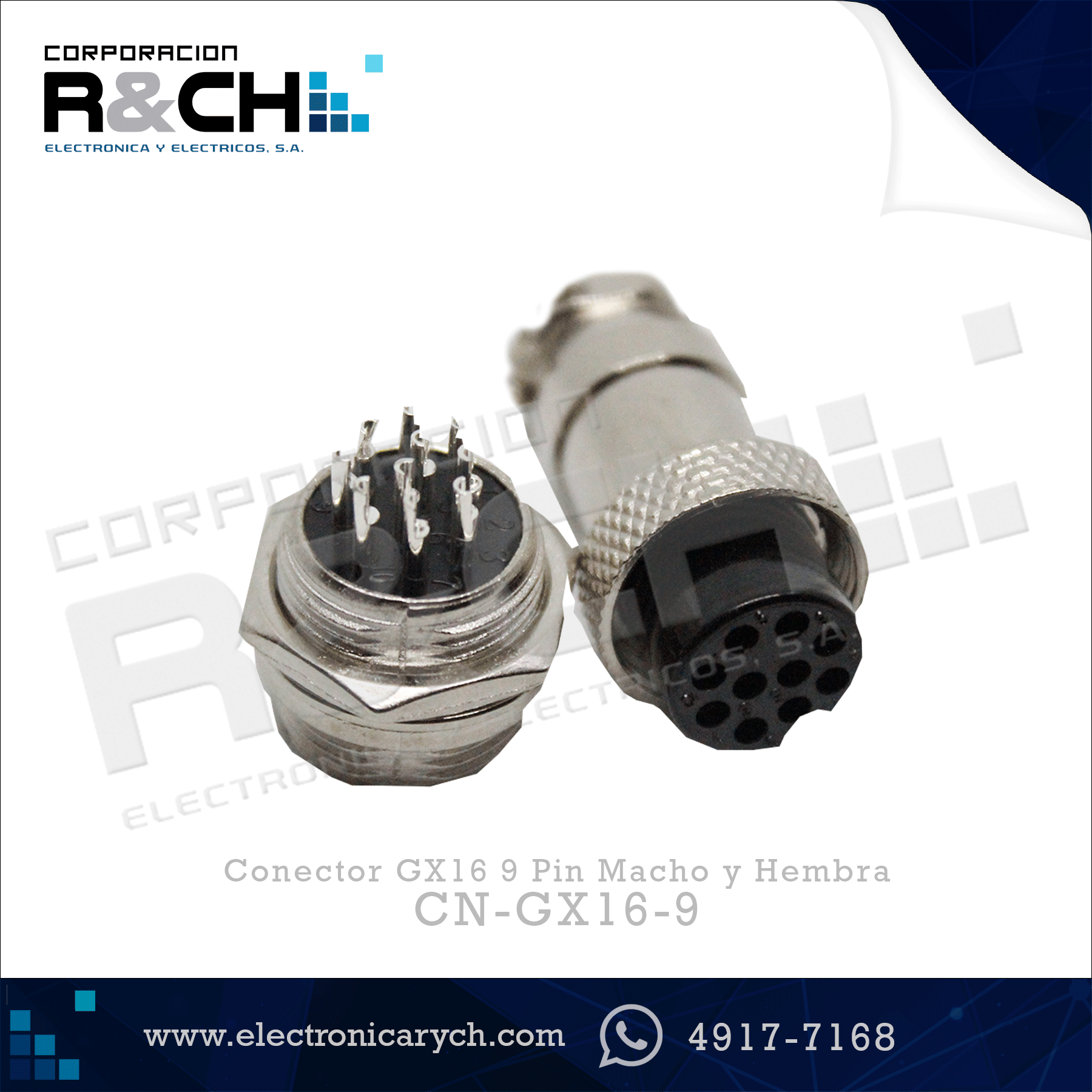 CN-GX16-10 Conector GX16 10 Pin Macho y Hembra