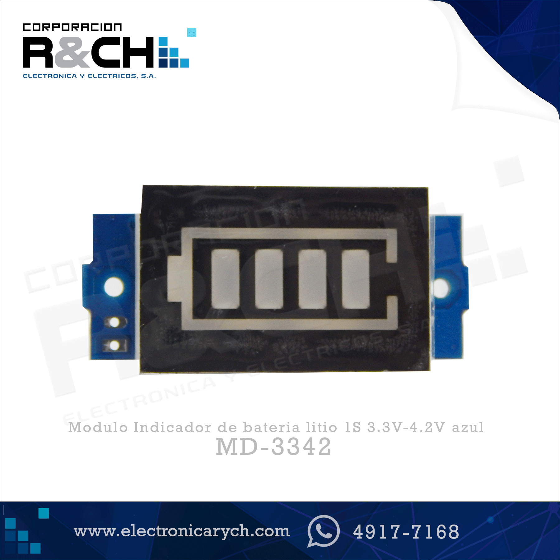 MD-3342 Modulo Indicador de bateria litio 1S 3.3V-4.2V azul