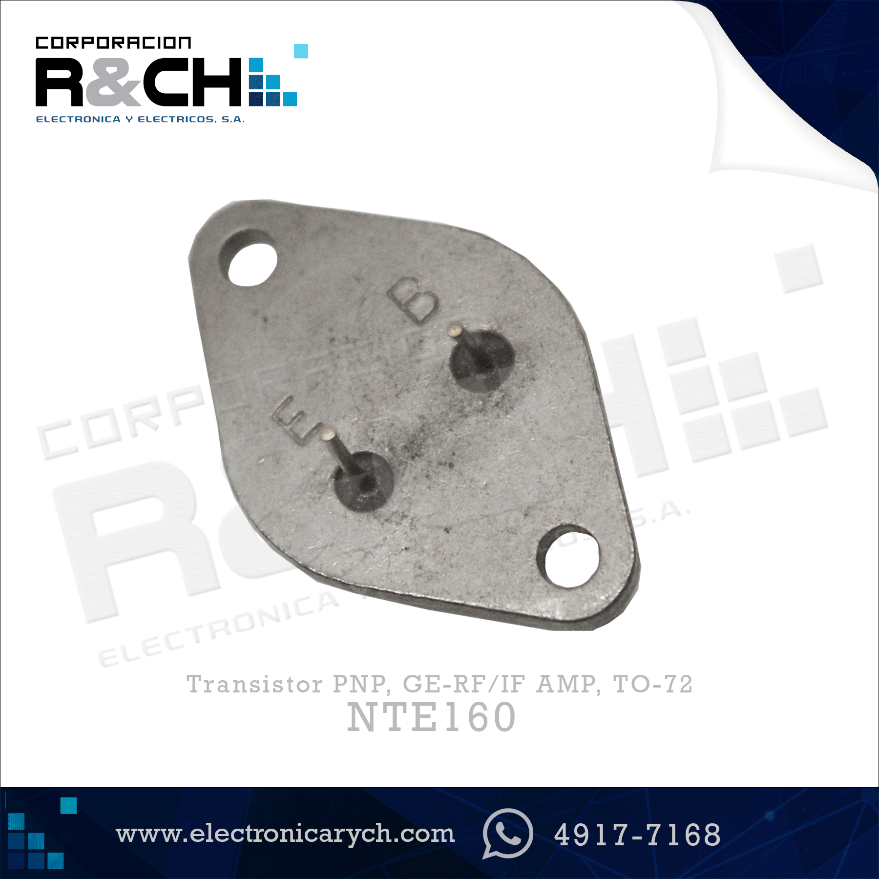 NTE160 transistor PNP, GE-RF/IF AMP, TO-72