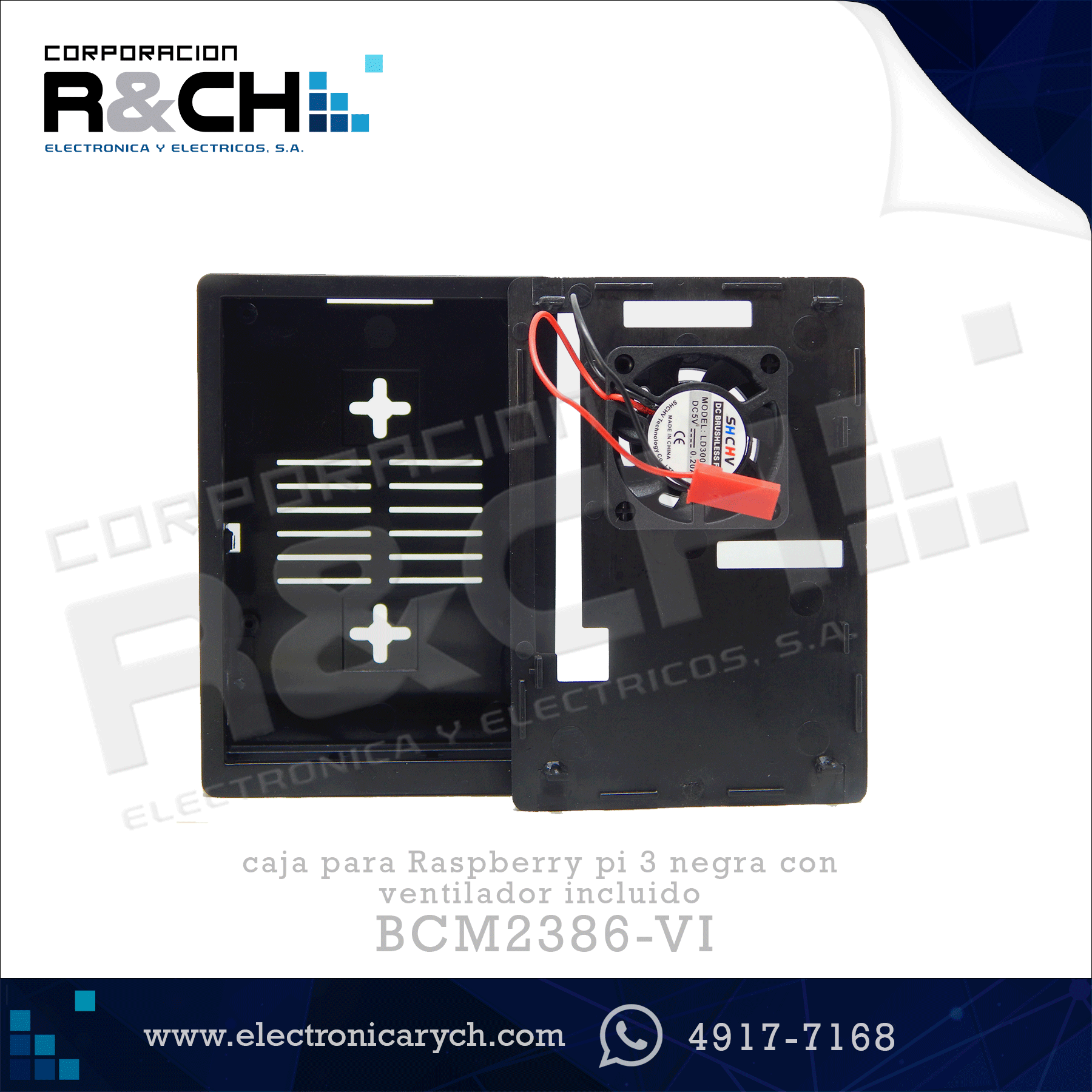 BCM2386-VI caja para Raspberry pi 3 negra con ventilador incluido incluido