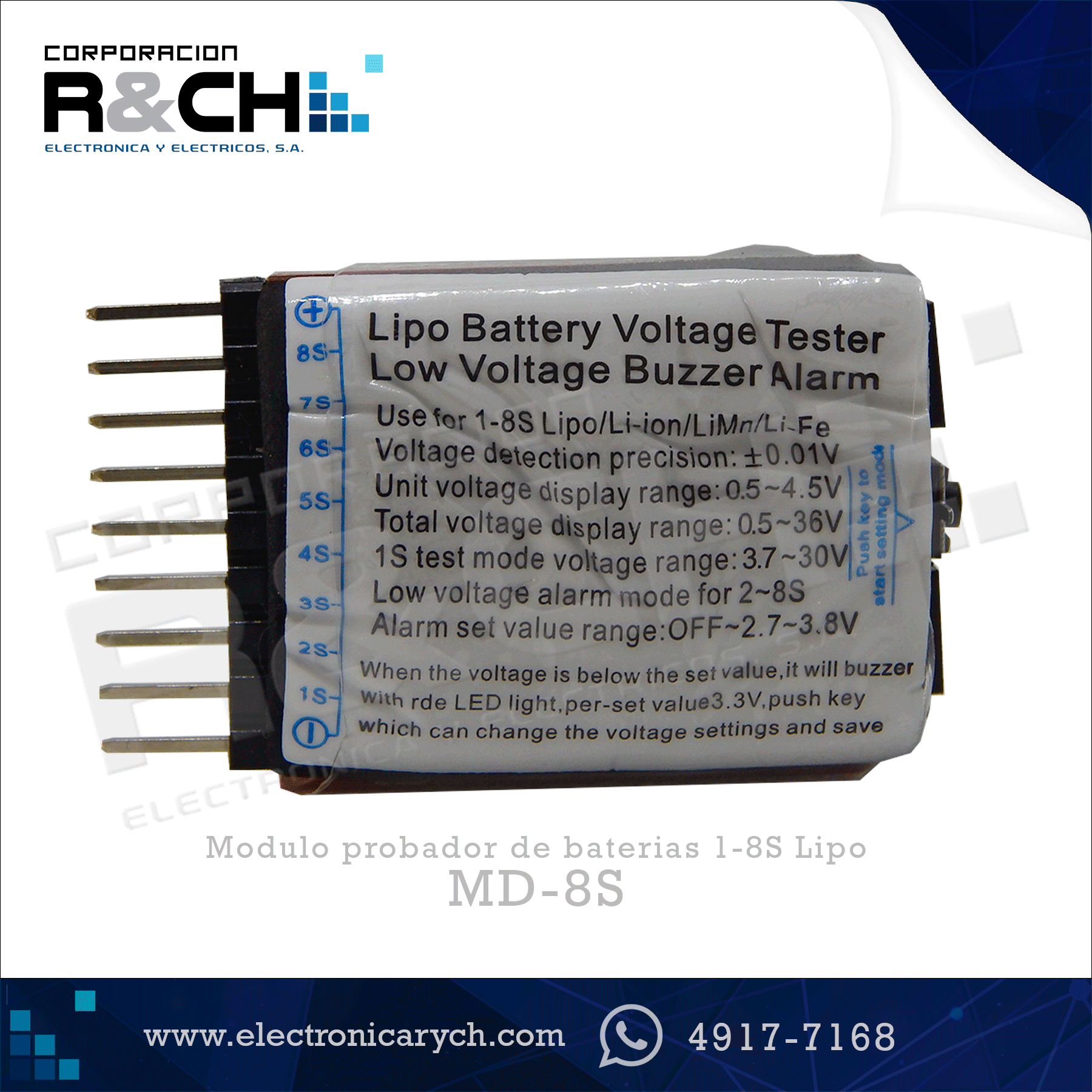 MD-8S Modulo probador de baterias 1-8S Lipo