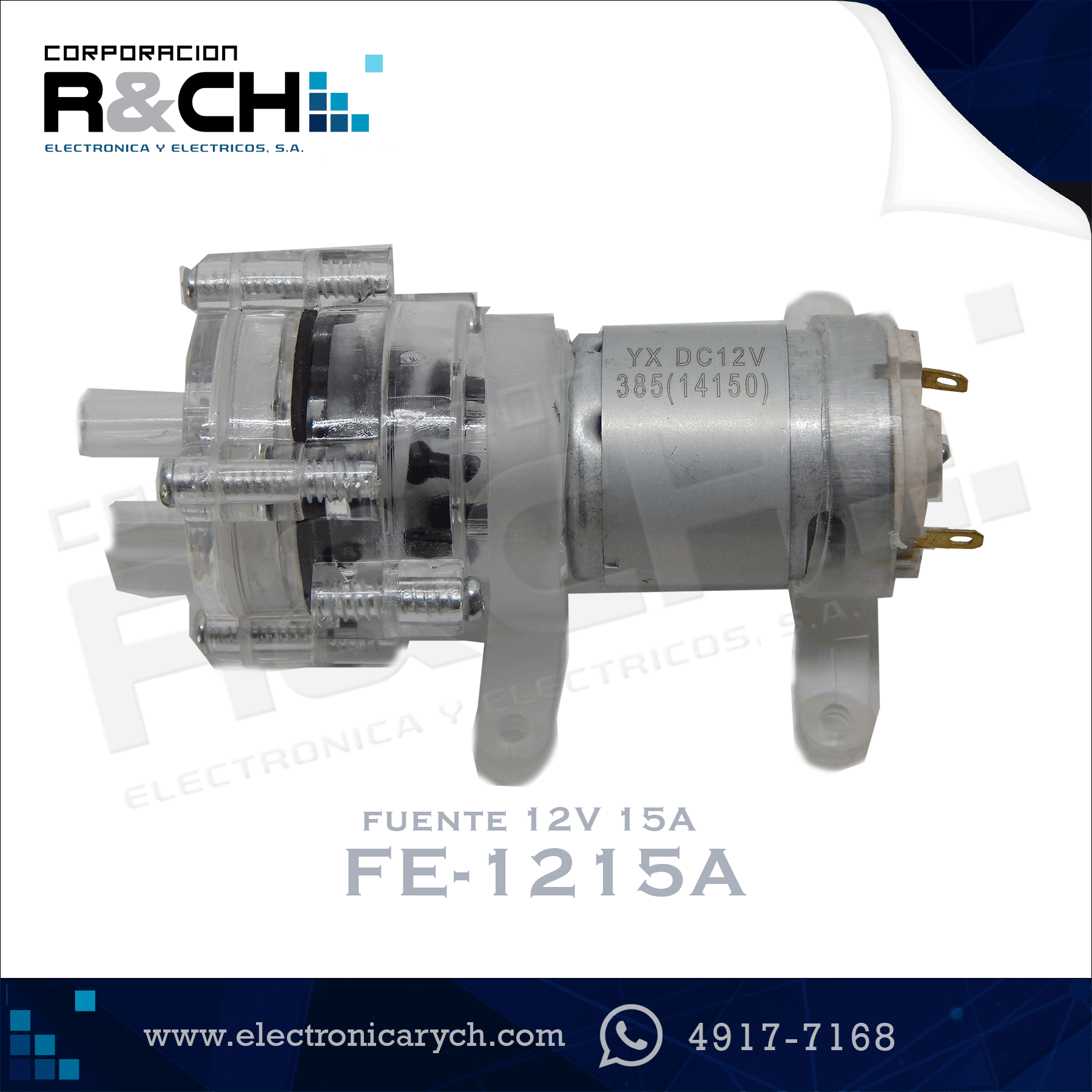 BB12T385 bomba de agua con diafragma 12VDC transparente