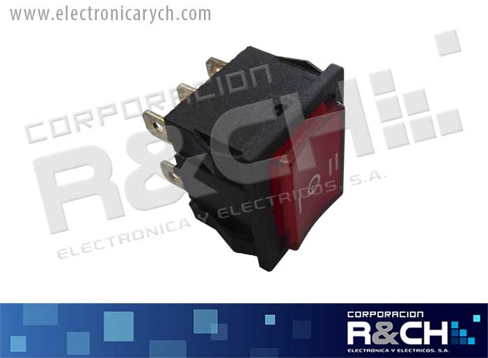 SW-14710 switch 2 polo 3 tiros 10A rojo on-off-on mediano