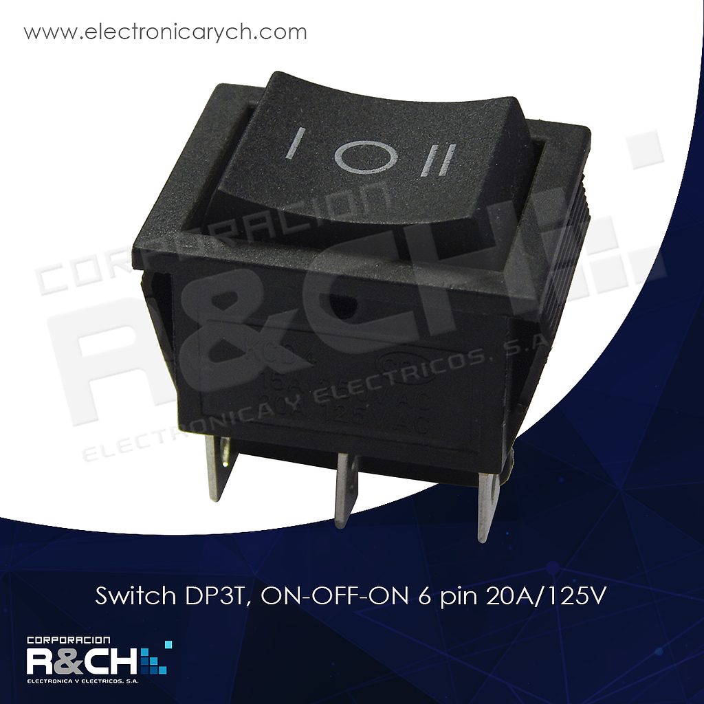 SW-148 switch DP3T, ON-OFF-ON 6 pin 20A/125V