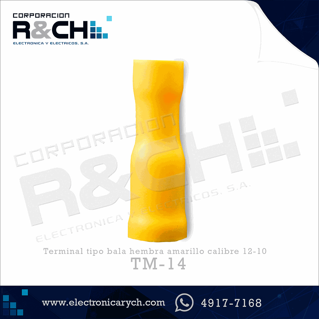 TM-14 Terminal tipo bala hembra amarillo calibre 12-10