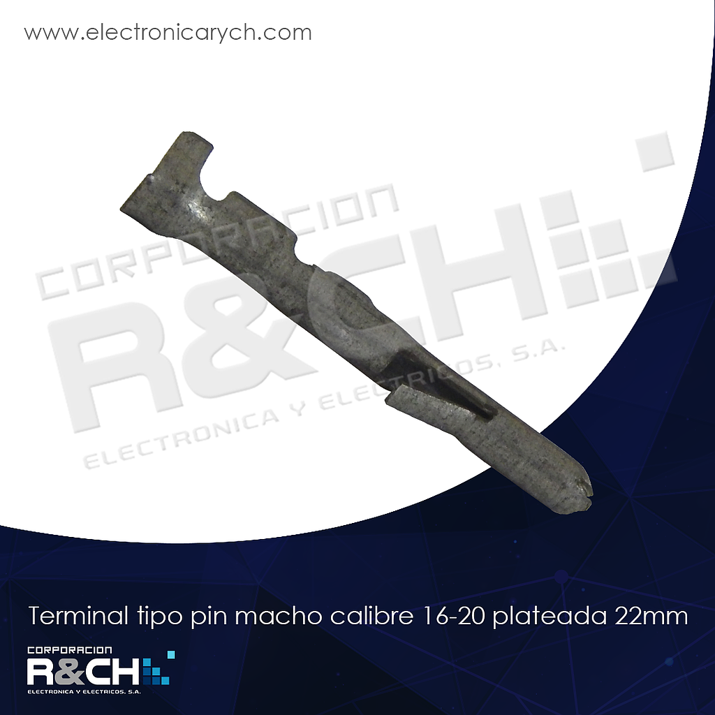 TN-P18P terminal tipo pin macho calibre 16-20 plateada 22mm