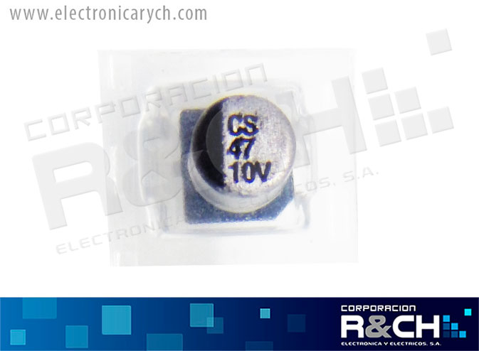 FE-SMD47UF/10 filtro electrolítico aluminio  47uF 10V SMD