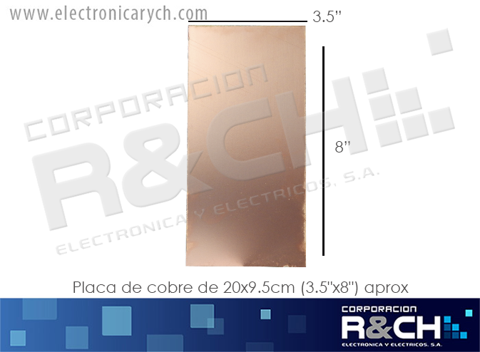 PC-C7 placa de cobre de 20x9.5cm (3.5&quot;x8&quot;) aprox
