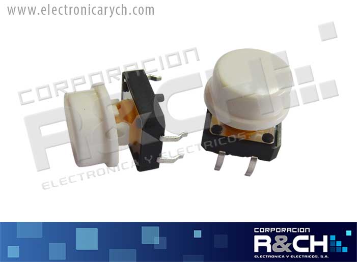 SW-718B switch pulsador 12x12x7.3mm 4 pin blanco p/teclado