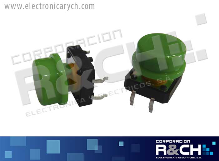 SW-718V switch pulsador 12x12x7.3mm 4 pin verde p/teclado