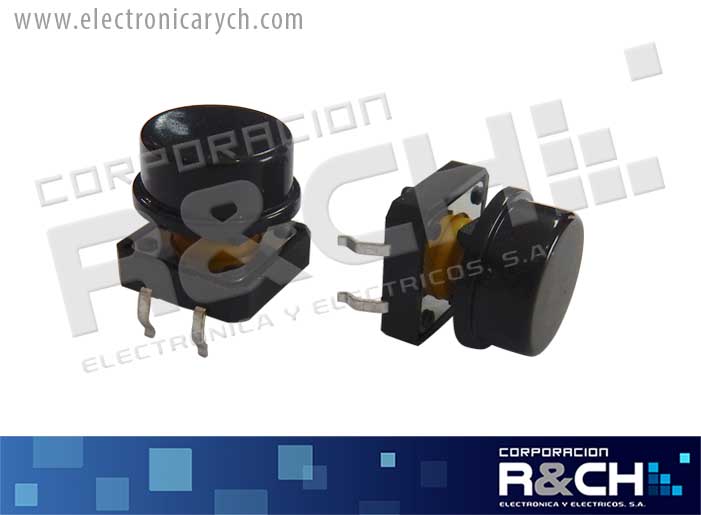 SW-718N switch pulsador 12x12x7.3mm 4 pin negro p/teclado