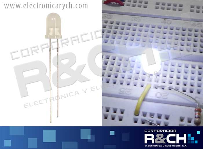 LD-5WD LED 5mm blanco difuso empaquetado blanco