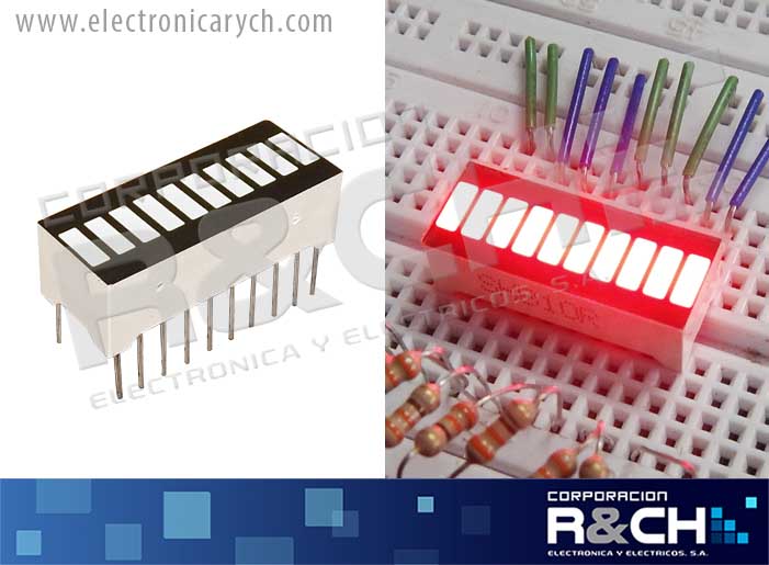 LD-SHB10R LED bargraph 10 segmentos rojo