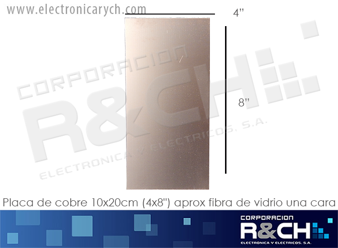 PC-C7F Placa de Cobre 10x20cm (4x8&quot;) Aprox Fibra de Vidrio Una Cara