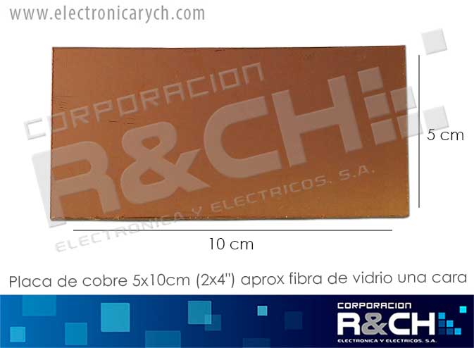 PC-C2F placa de cobre 5x10cm (2x4&quot;) aprox fibra de vidrio una cara