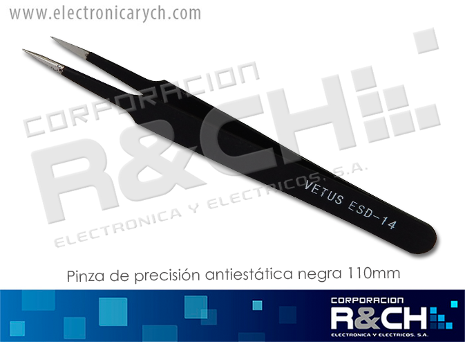 H-ESD14 pinza de precisión antiestatica negra 110mm