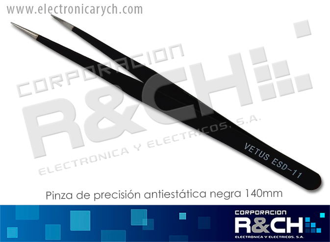 H-ESD11 pinza de precisión antiestatica negra 140mm