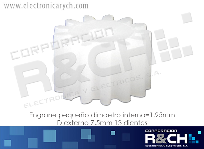 EG-132A engrane pequeño dimaetro interno=1.95mm Dexterno 7.5mm 13 dientes