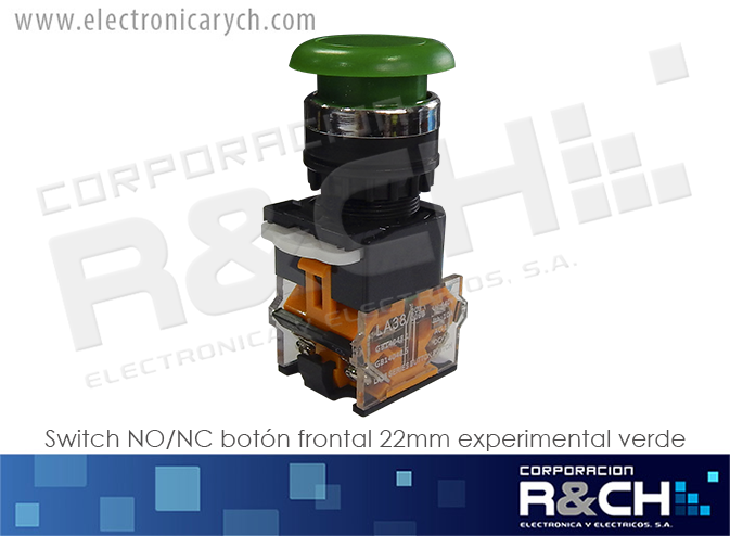 LA38-11V switch NO/NC boton frontal 22mm experimental verde