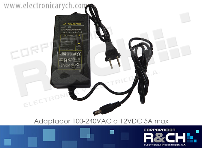AD-1250 adaptador 100-240VAC a 12VDC 5A max
