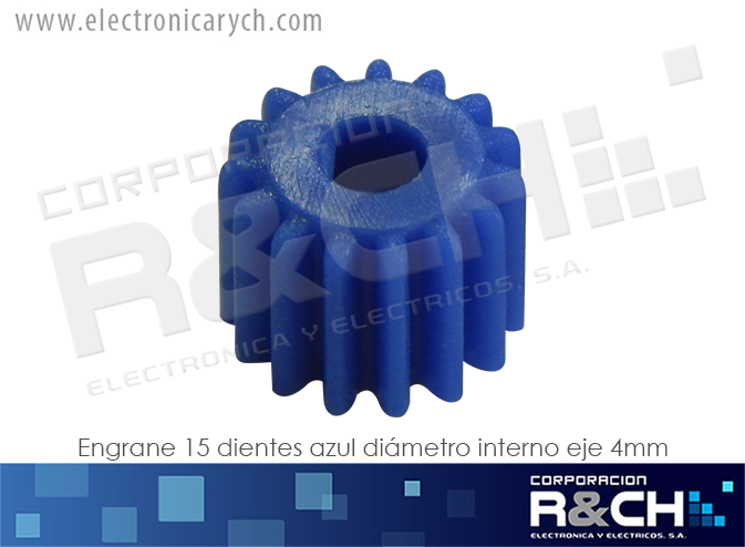 EG-7073 engranaje 15 dientes azul diametro interno eje 4mm