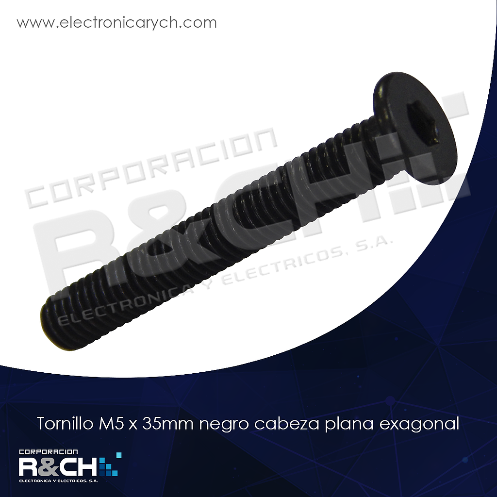 TOR-543 tornillo M5 x35mm negro cabeza plana Allen
