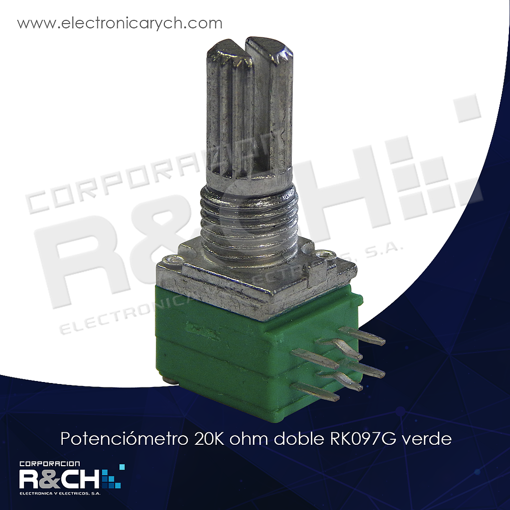 PT-20K97G potenciometro 20K ohm doble RK097G verde