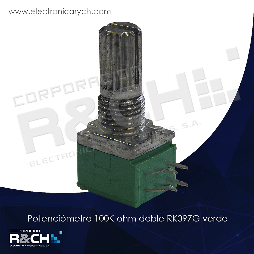 PT-100K97G potenciometro 100K ohm doble RK097G verde