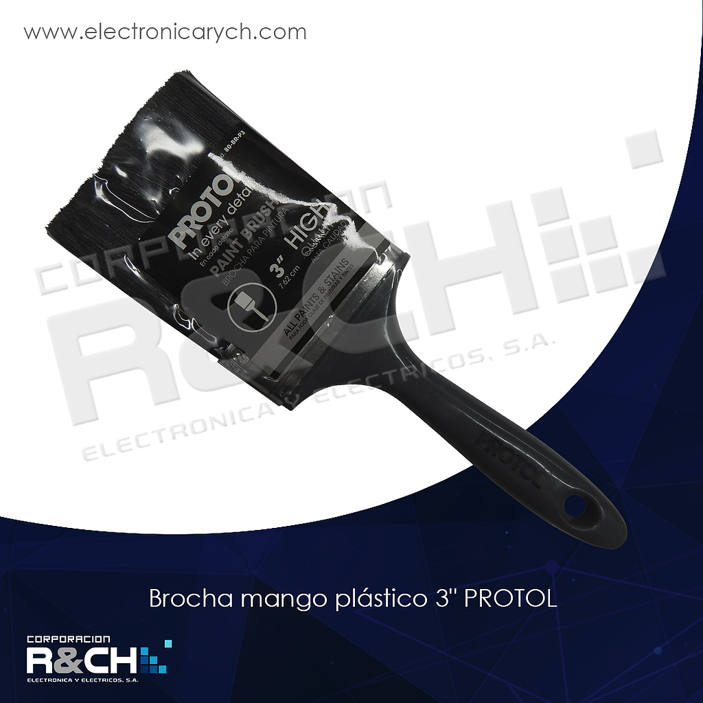HM-80-BRP-3 brocha mango platico 3&quot; PROTOL