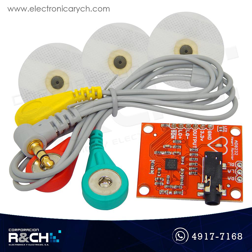 MD-8232-K Módulo sensor para monitoreo de pulso del corazón AD8232 kit con accesorios