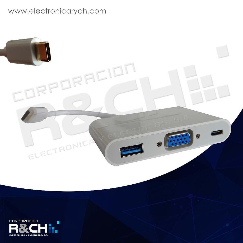 M-702 adaptador multiple tipo C a USB 3.0, VGA y C