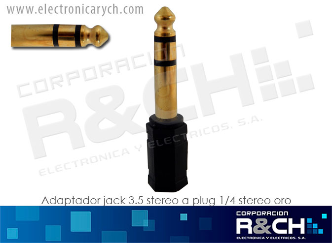P-111G adaptador jack 3.5 stereo a plug 1/4 stereo oro