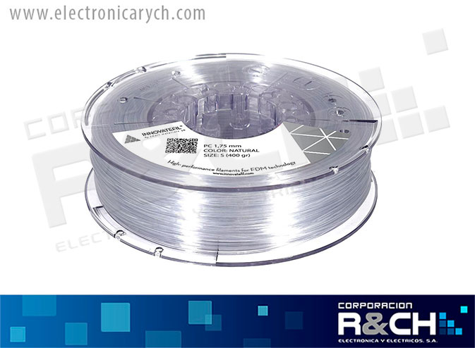 FE-0NT0A Filamento 1.75mm 750g natural co-polyester Temperature+ INNOVATEFIL