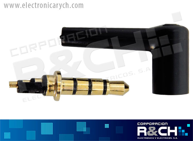 PL-002A plug stereo 3.5mm 3 canales angular negro