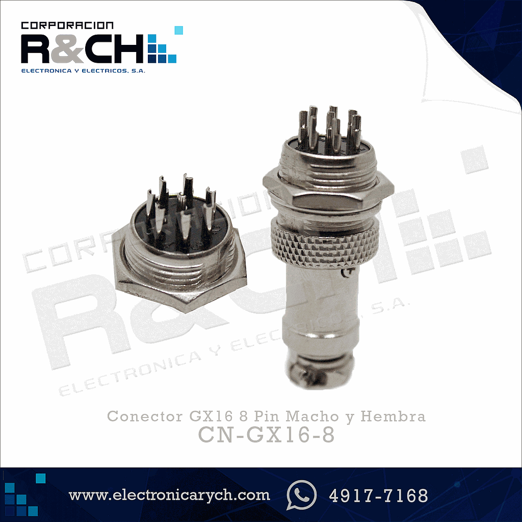 CN-GX16-8 Conector GX16 8 Pin Macho y Hembra