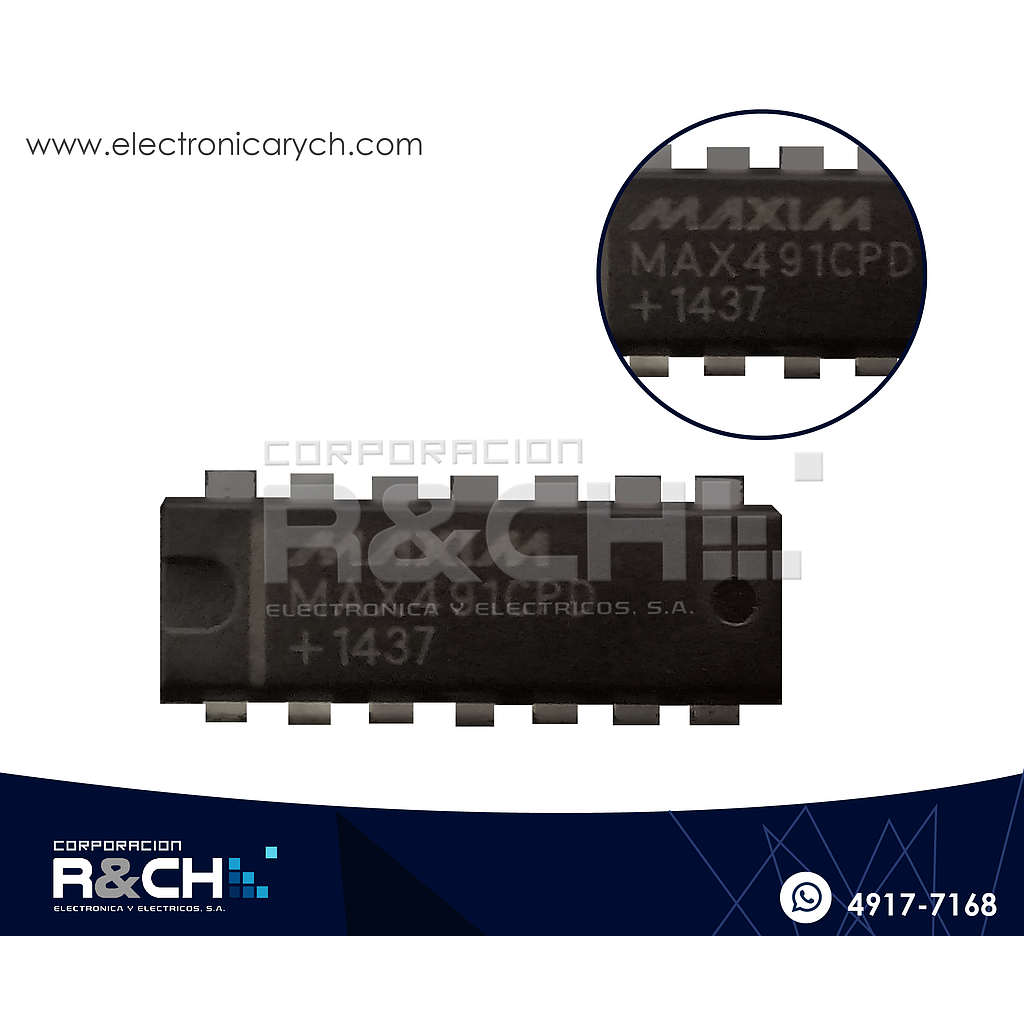 MAX491CPD Transceiver velocidad de respuesta limitada RS-485/RS-422